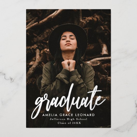 Ankündigung von Silver Foil Foto Abschluss (Vorderseite)