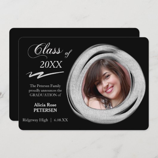 Ankündigung von Silver Paint Brush Frame Abschluss (Vorne/Hinten)