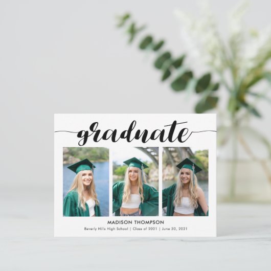 Ankündigung von Simple Calligraphy Abschluss Foto (Stehend Vorderseite)