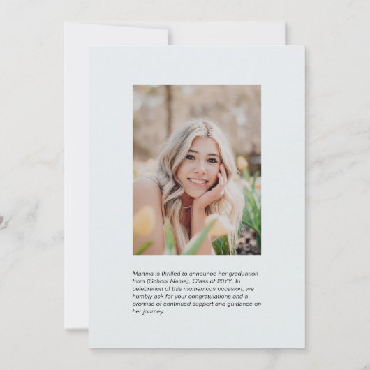 Ankündigung von Simple Gray Abschluss Foto (Rückseite)