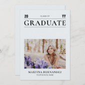 Ankündigung von Simple Gray Abschluss Foto (Vorne/Hinten)