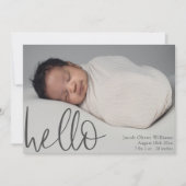 Ankündigung von Simple Hello Baby Foto (Vorderseite)