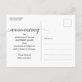 Ankündigung von Skript-Abschluss Postkarte (Rückseite)