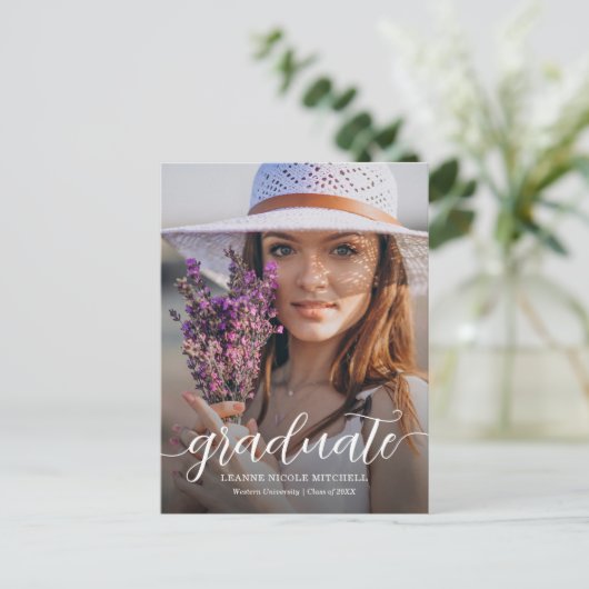 Ankündigung von Skript-Abschluss Postkarte (Stehend Vorderseite)