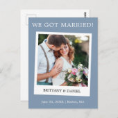 Ankündigung von Sofortkamera Hochzeit Dusty Blue Postkarte (Vorne/Hinten)