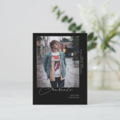 Ankündigung von Solo Foto Black Abschluss Postkarte (Stehend Vorderseite)