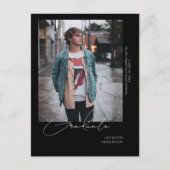 Ankündigung von Solo Foto Black Abschluss Postkarte (Vorderseite)