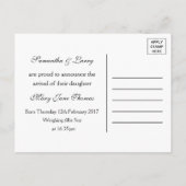 Ankündigung von Sonnenblumen Burlap & Lace Baby (Rückseite)