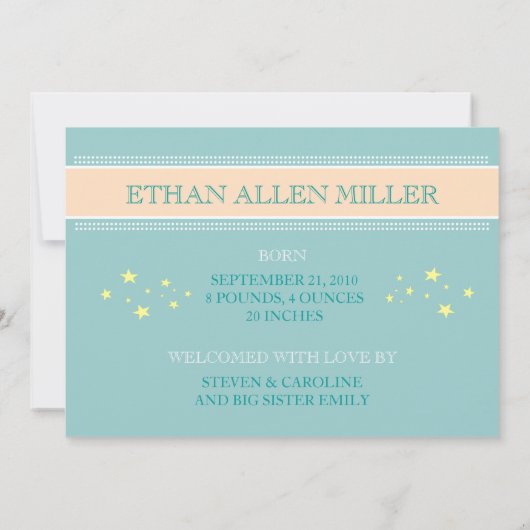 Ankündigung von Stardust Baby Boy Birth (Rückseite)