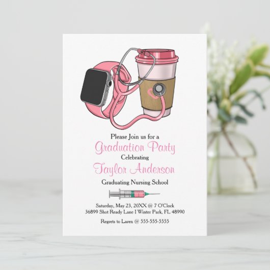 Ankündigung von Stethoscope Nursing School Abschlu (Stehend Vorderseite)