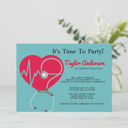 Ankündigung von Stethoscope Nursing School Abschlu (Stehend Vorderseite)