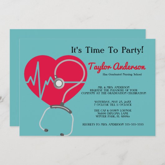 Ankündigung von Stethoscope Nursing School Abschlu (Vorne/Hinten)