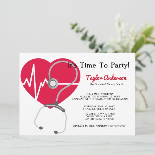 Ankündigung von Stethoscope Nursing School Abschlu (Stehend Vorderseite)