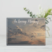 Ankündigung von Sunset Clouds Memorial Service (Stehend Vorderseite)