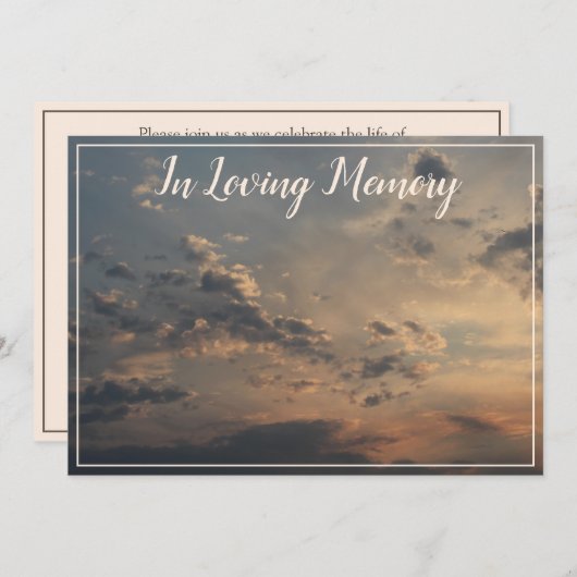 Ankündigung von Sunset Clouds Memorial Service (Vorne/Hinten)