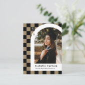 Ankündigung von Tan Checkered Arch Foto Abschluss Postkarte (Stehend Vorderseite)