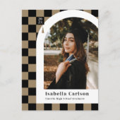 Ankündigung von Tan Checkered Arch Foto Abschluss Postkarte (Vorderseite)