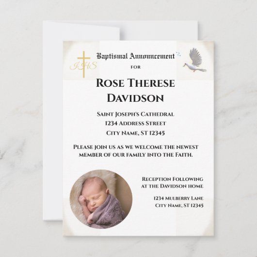 Ankündigung von Taufen Foto (Vorderseite)