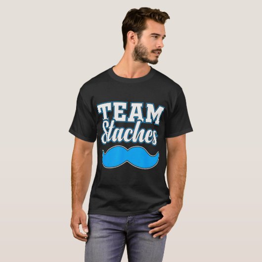 Ankündigung von Team Staches Gender Reveal Schwang T-Shirt (Vorne ganz)
