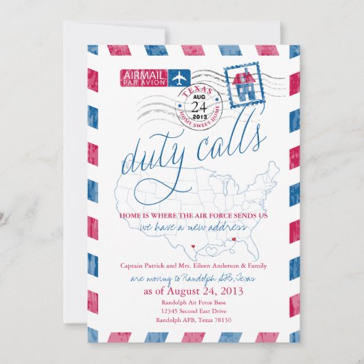 Ankündigung von Texas Airmail Military Moving (Vorderseite)