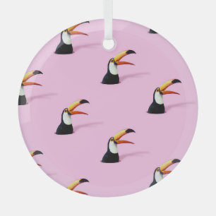 Ankündigung von Toucan: Tropical Pink Paradise Ornament Aus Glas