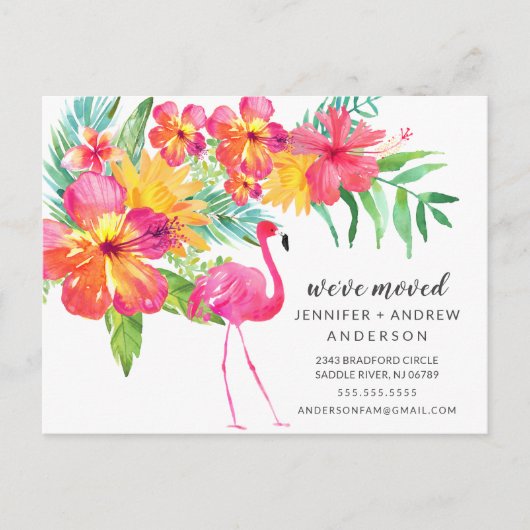 Ankündigung von "Tropical Pink Flamingo Moving" (Vorderseite)