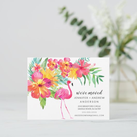 Ankündigung von "Tropical Pink Flamingo Moving" (Stehend Vorderseite)