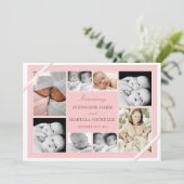 Ankündigung von Twin Baby Foto Collage Baby | Pink (Stehend Vorderseite)