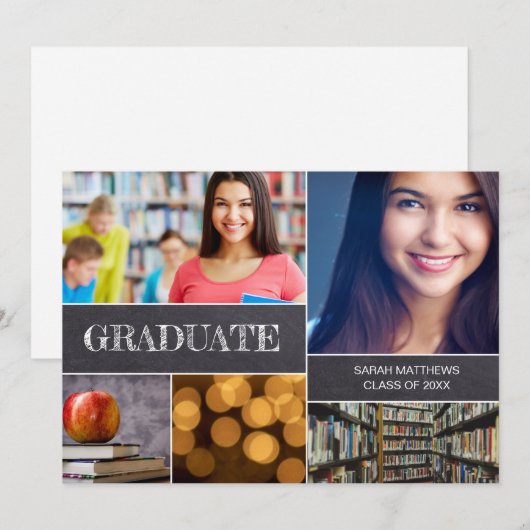 Ankündigung von Uni-Abschluss-Fotocollage (Vorne/Hinten)