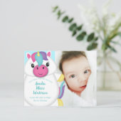 Ankündigung von Unicorn Baby Postkarte (Stehend Vorderseite)