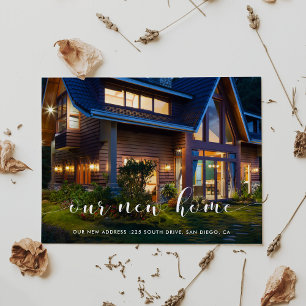 Ankündigung von unserem neuen Zuhause-Foto Postkarte