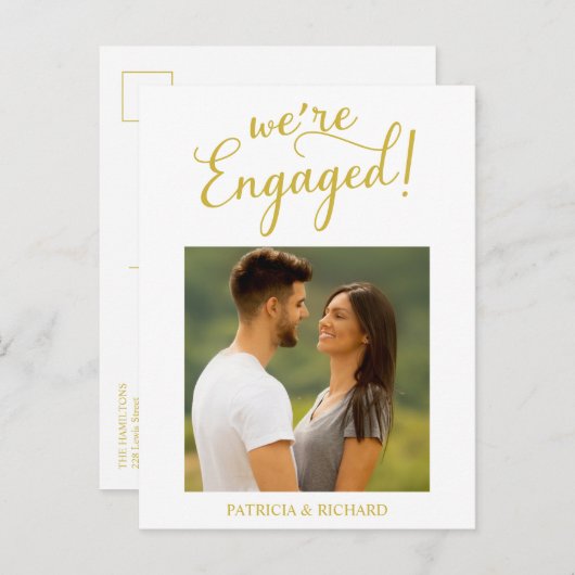 Ankündigung von Verlobungen und Save the Date Postkarte (Vorne/Hinten)