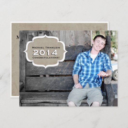 Ankündigung von Vintagem Parchment Foto Abschluss (Vorne/Hinten)