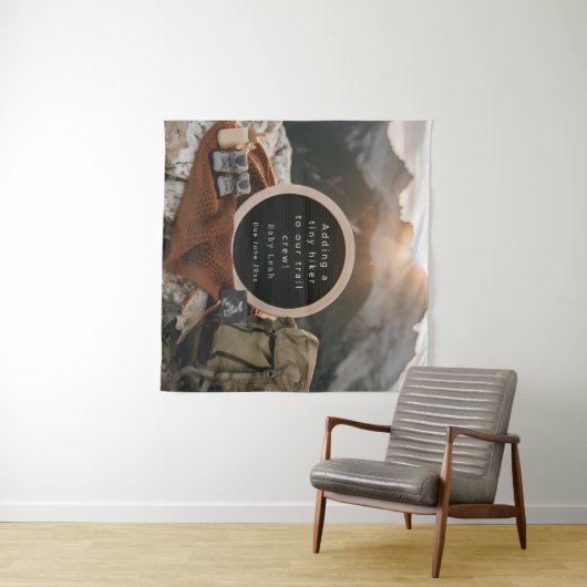 Ankündigung von Wander-Themed Schwangerschaft Wandteppich (Beispiel (Horizontal))