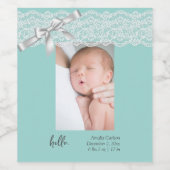 Ankündigung von Water Green Lace Birth Weinetikett (Einzelnes Label)