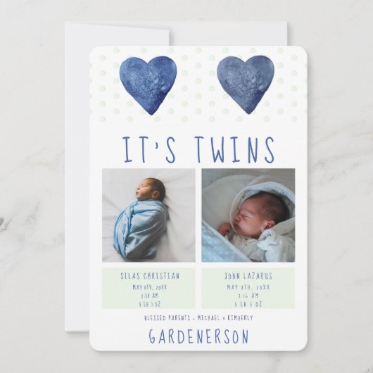 Ankündigung von "Watercolor Hearts Twins Boys" (Vorderseite)