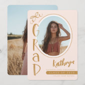 Ankündigung von Whimsical Foto Abschluss Blush Pin (Vorne/Hinten)