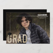 Ankündigung von White Border Grad Abschluss Foto (Vorne/Hinten)