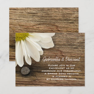 Ankündigung von White Daisy und Barn Wood Verlobun