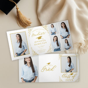 Ankündigung von White Gold Confetti Foto Abschluss