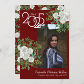 Ankündigung von White Rose Burgundy Foto Abschluss (Vorne/Hinten)