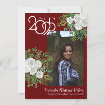 Ankündigung von White Rose Burgundy Foto Abschluss