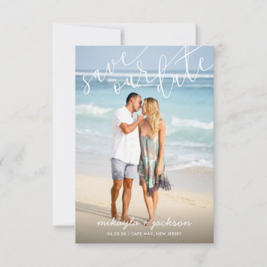 Ankündigung von White Script zum Hochzeitsdatum ge (Vorderseite)