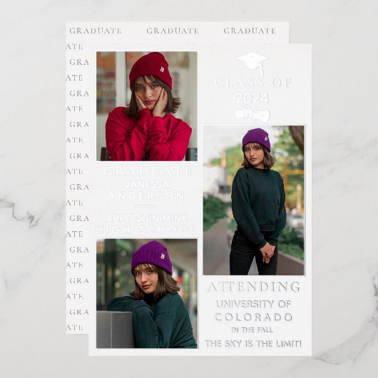 Ankündigung von White Silver Foil HS Abschluss (Vorderseite/Rückseite)