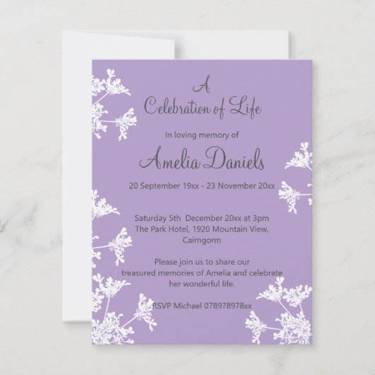 Ankündigung von "White Wildblume" (Vorderseite)