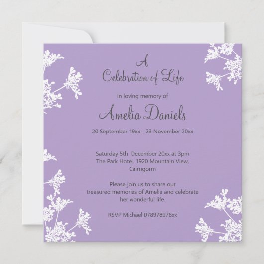 Ankündigung von "White Wildblume" (Vorderseite)