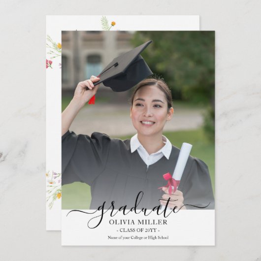 Ankündigung von Wildblume Graduation Party Foto (Vorne/Hinten)