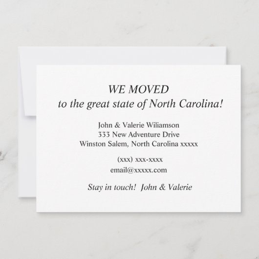 Ankündigung von Winston Salem Moving (Rückseite)