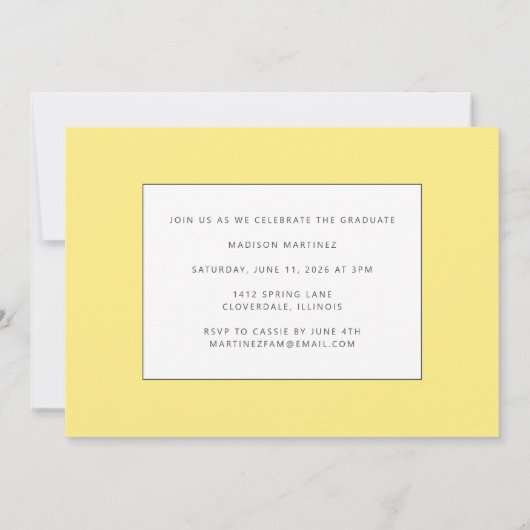 Ankündigung von Yellow Graduate Script Abschluss (Rückseite)