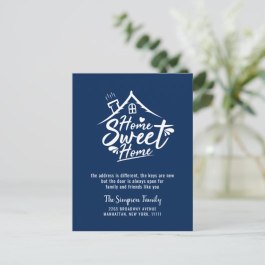 Ankündigung von Zuhause Sweet Zuhause Moving Postkarte (Stehend Vorderseite)